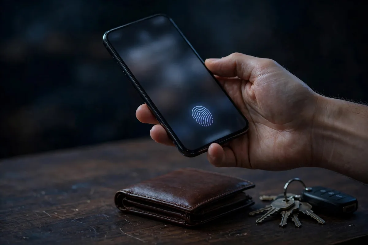 account aggregator framework India — hand holding a smartphone with the lock screen