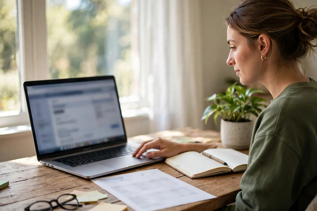 convert AmBank statement PDF to CSV — downloading a bank statement on a laptop by a window