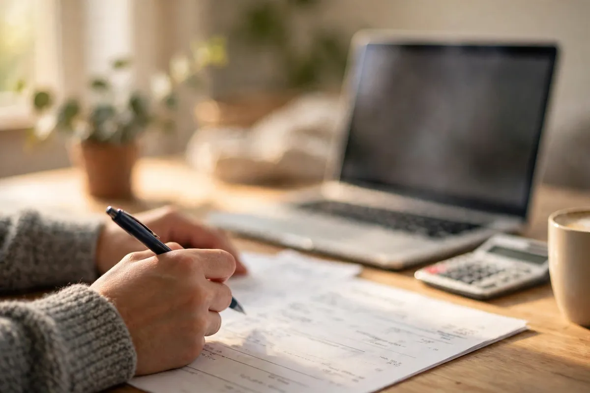 import AMEX Australia statement PDF to Xero — person reviewing a statement with pen
