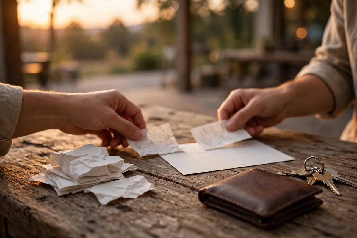 import AMEX Canada statement PDF to Xero — sorting receipts and statement on desk