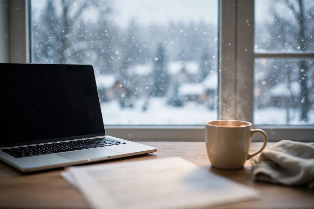 import AMEX Canada statement PDF to Xero — laptop by a snowy window