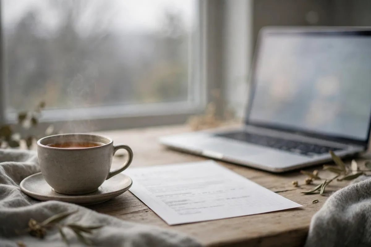 import AMEX UK statement PDF to Xero — desk with tea, laptop, statement