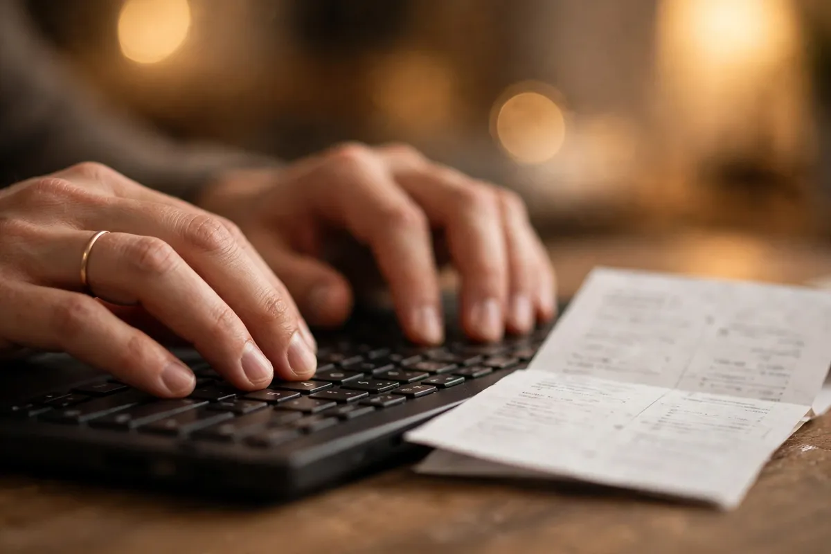 AMEX Middle East statement PDF to Excel — laptop beside a printed card statement