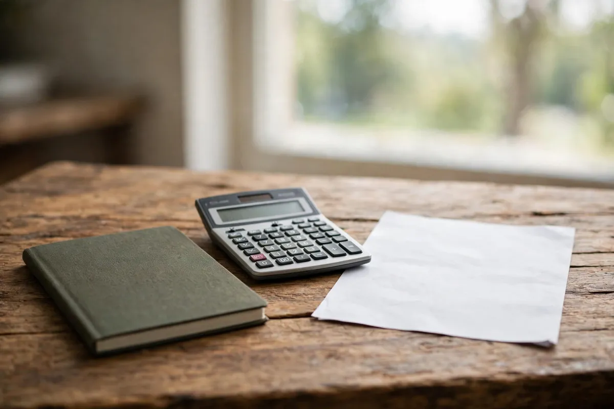 Arnagar Bank locked PDF to Excel — notebook and calculator beside a printed statement