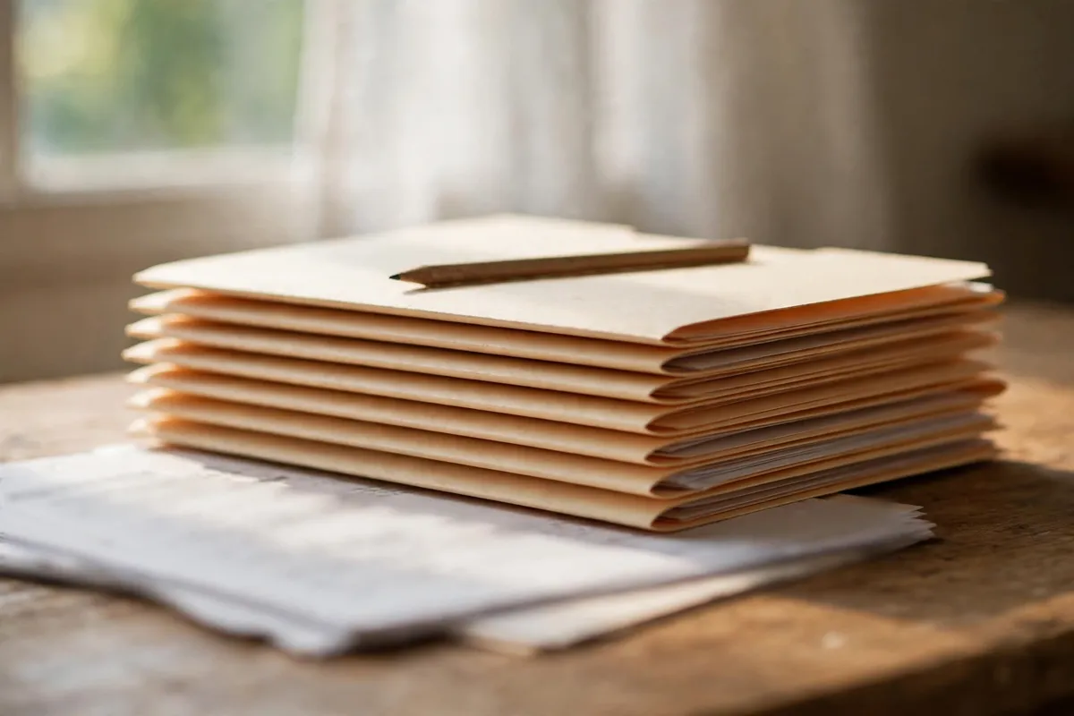 Atlantic Union Bank tax filing — stack of manila folders and forms on a wooden desk