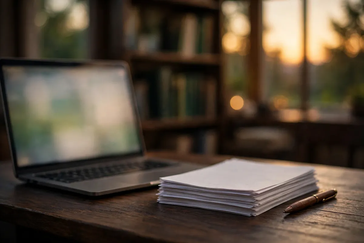 Banca Monte dei Paschi statement to Excel — laptop showing spreadsheet beside paper statements