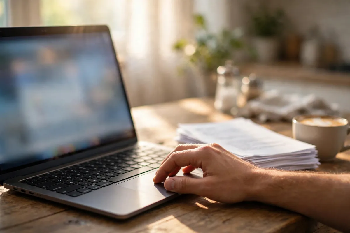 import Banco de Corrientes statement into Xero — laptop on a sunny kitchen table