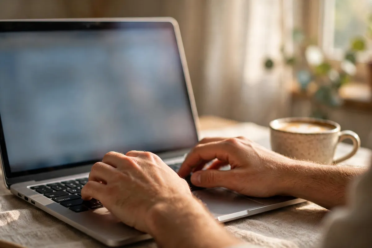 import Bandhan Bank statement into Xero — hands downloading a statement on a laptop at home