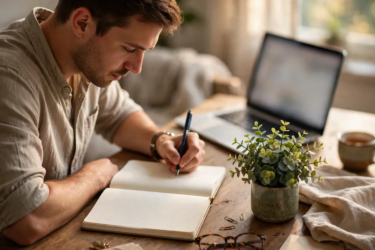 reconcile Bandhan Bank transactions in Xero — person reviewing accounts in a notebook at a desk
