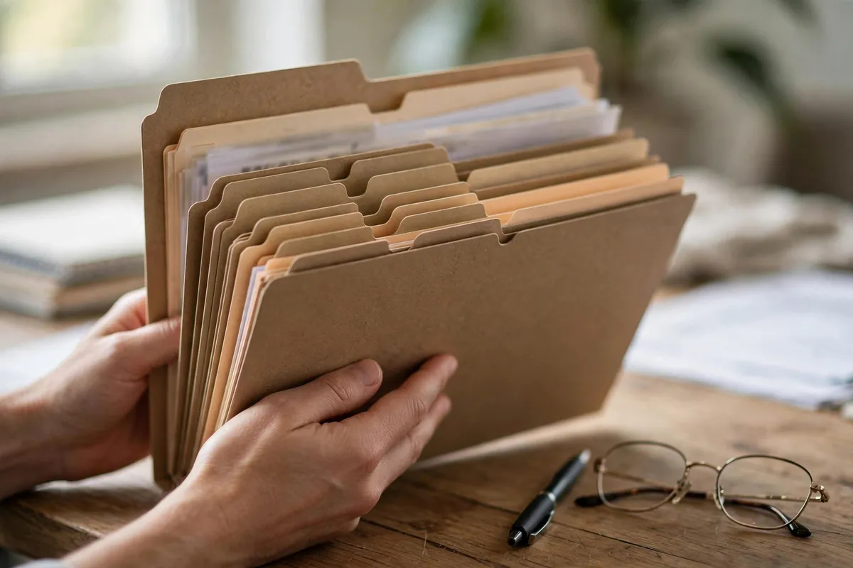 bank statement for personal loan — hands organizing paperwork lenders ask for