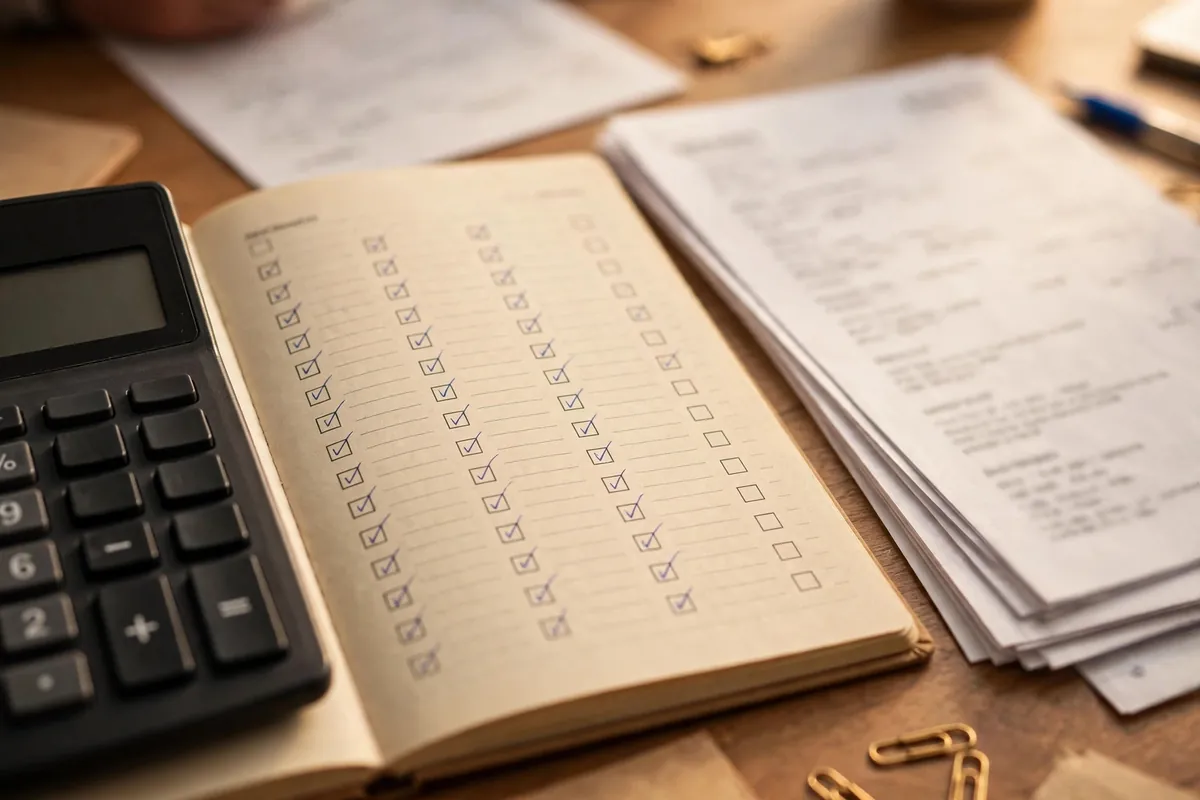 import Barclays bank statement into Xero reconciliation — calculator and checklist beside printed statements