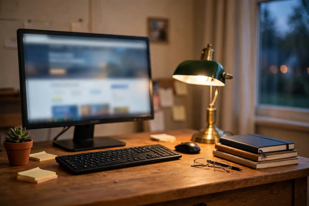 download Canara bank statement via net banking — desktop computer showing the banking portal at home