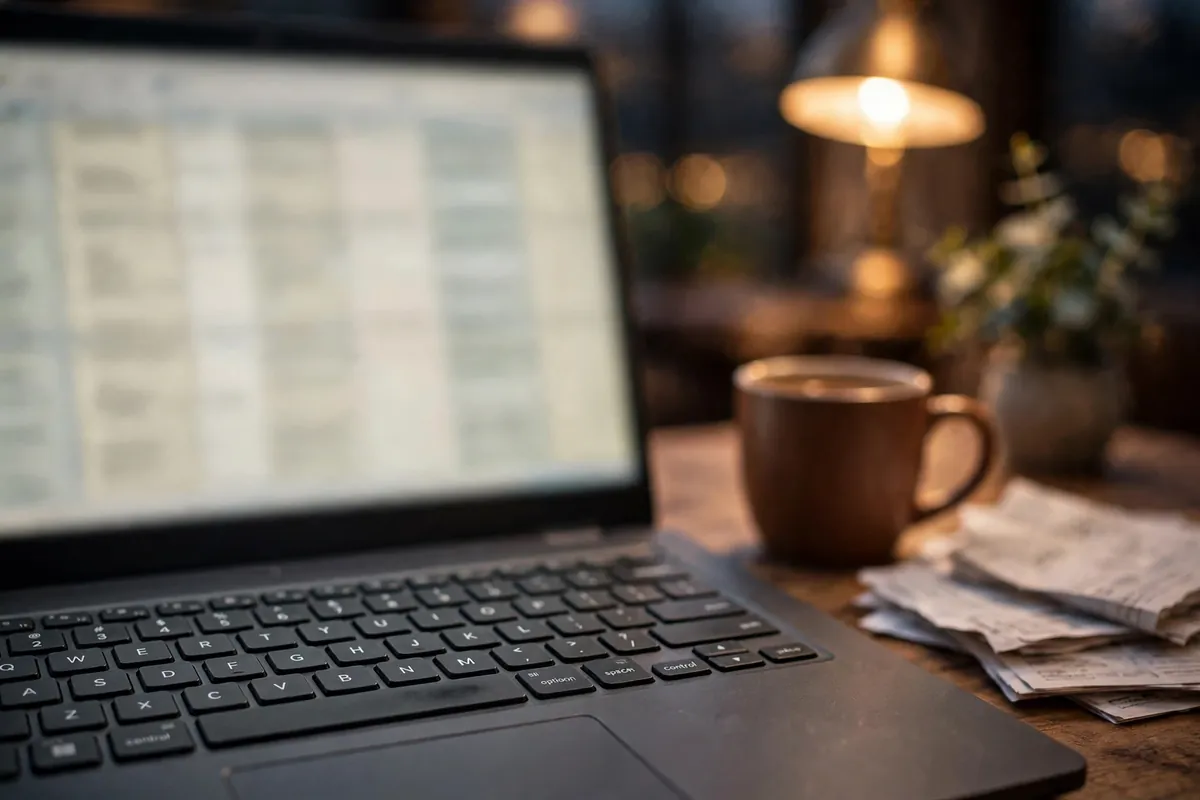 Central Bank of India statement to Excel for taxes — reviewing spreadsheet totals on a laptop