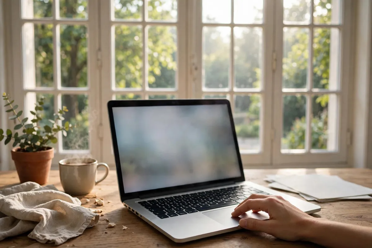 convert Crédit Agricole bank statement PDF to Excel — laptop open on the online banking page