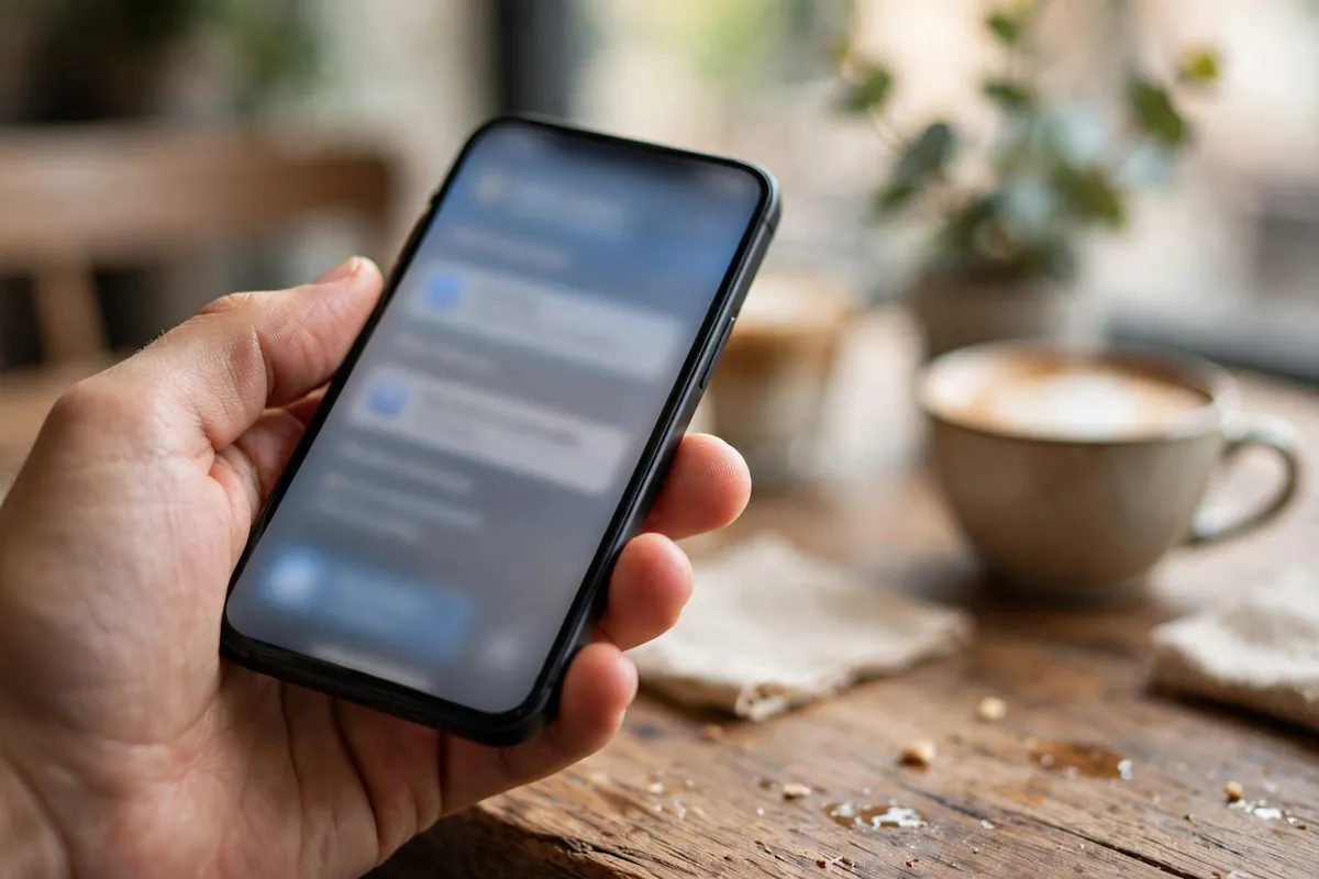 future of bank statements in India — hand holding a smartphone with a banking notification