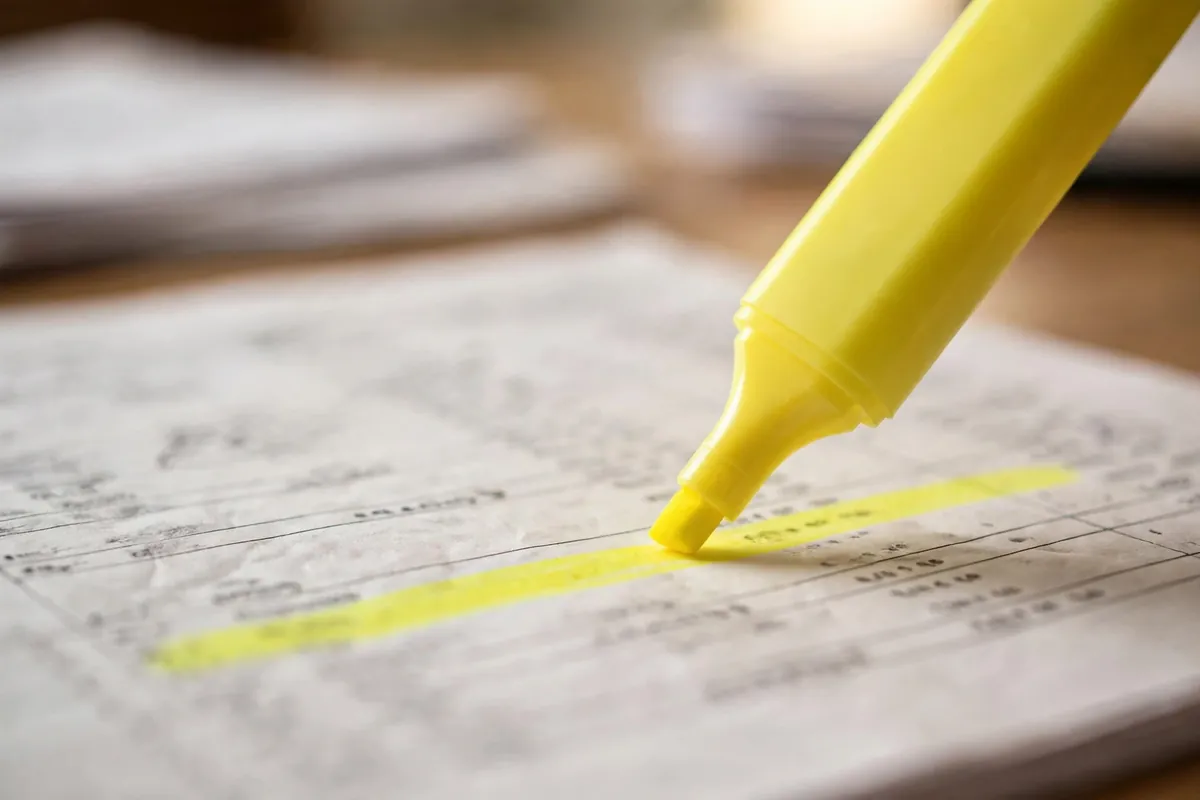 delete duplicate transactions in QuickBooks Online — highlighter marking rows on a printed register