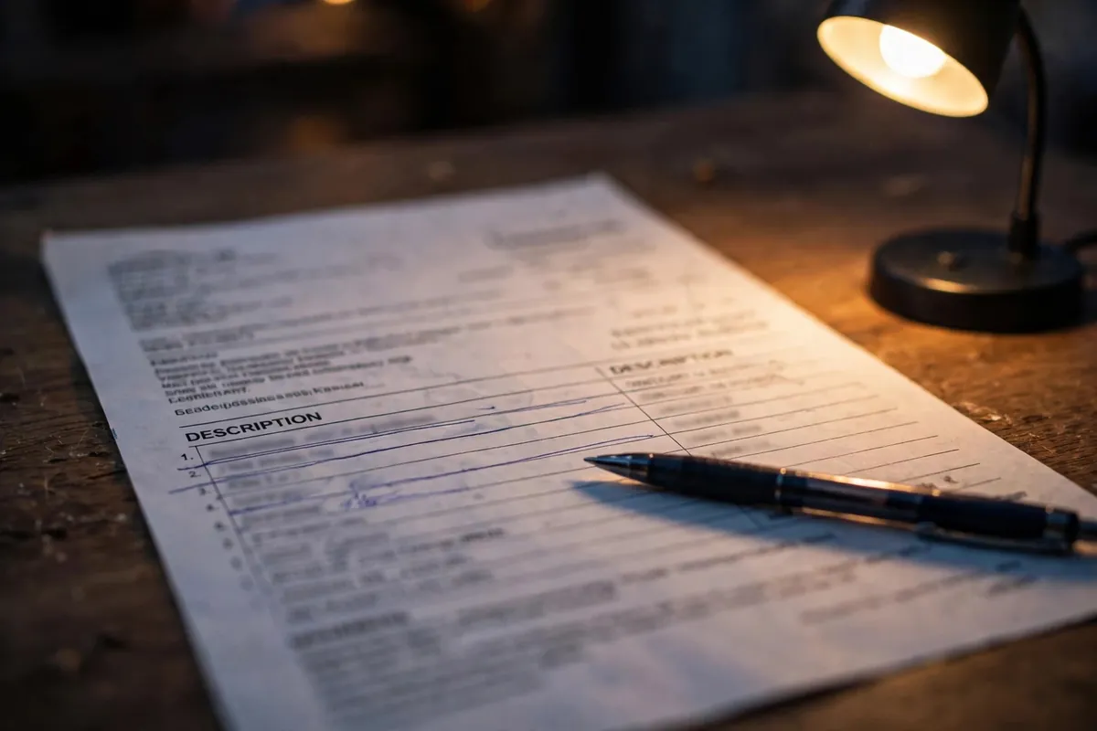 how to read an SBI bank statement — underlining the description field on a printed statement