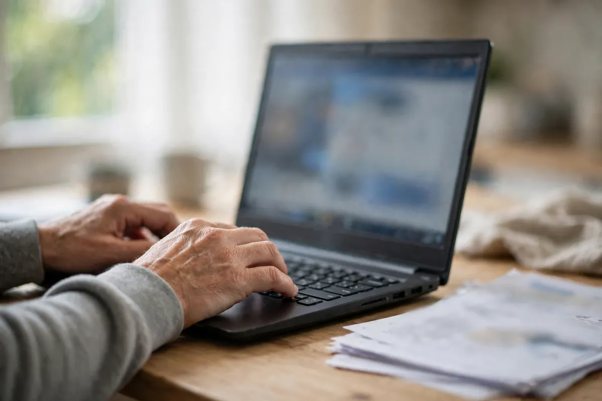 convert IDFC FIRST Bank statement to Excel — person downloading a statement PDF on a laptop