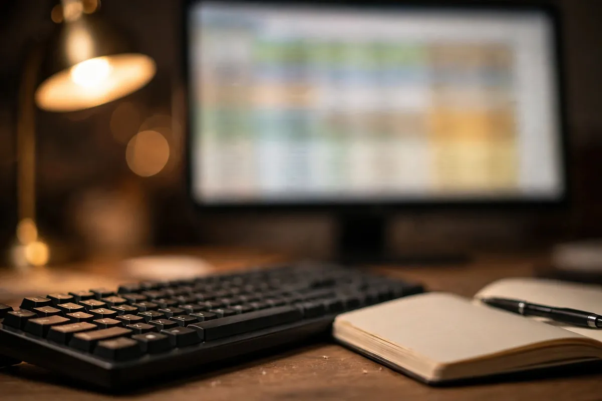 IDFC FIRST Bank Excel conversion — categorized spending spreadsheet open on a monitor