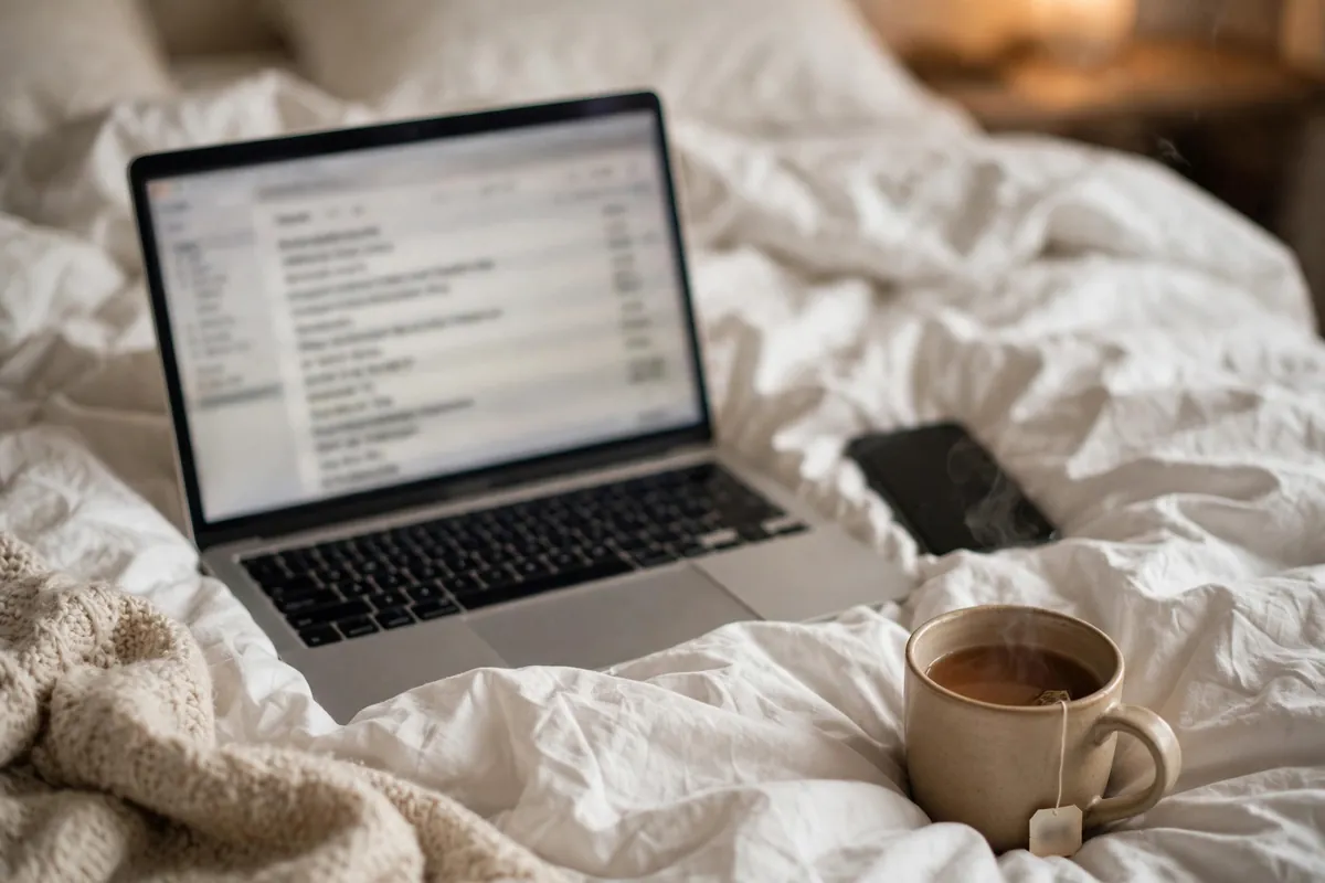 Kotak 811 account statement — laptop with downloaded statements on a bed