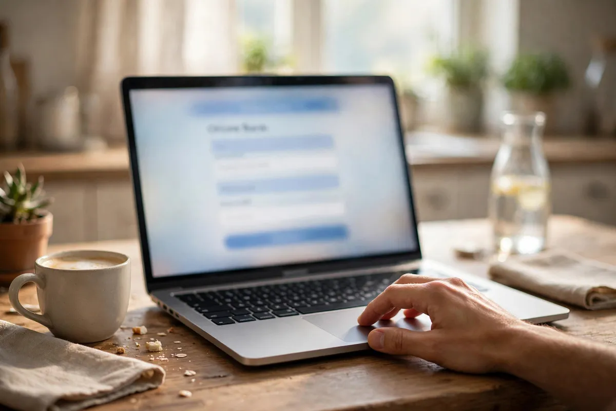 import Lloyds bank statement into Xero — laptop open on the Lloyds banking download page