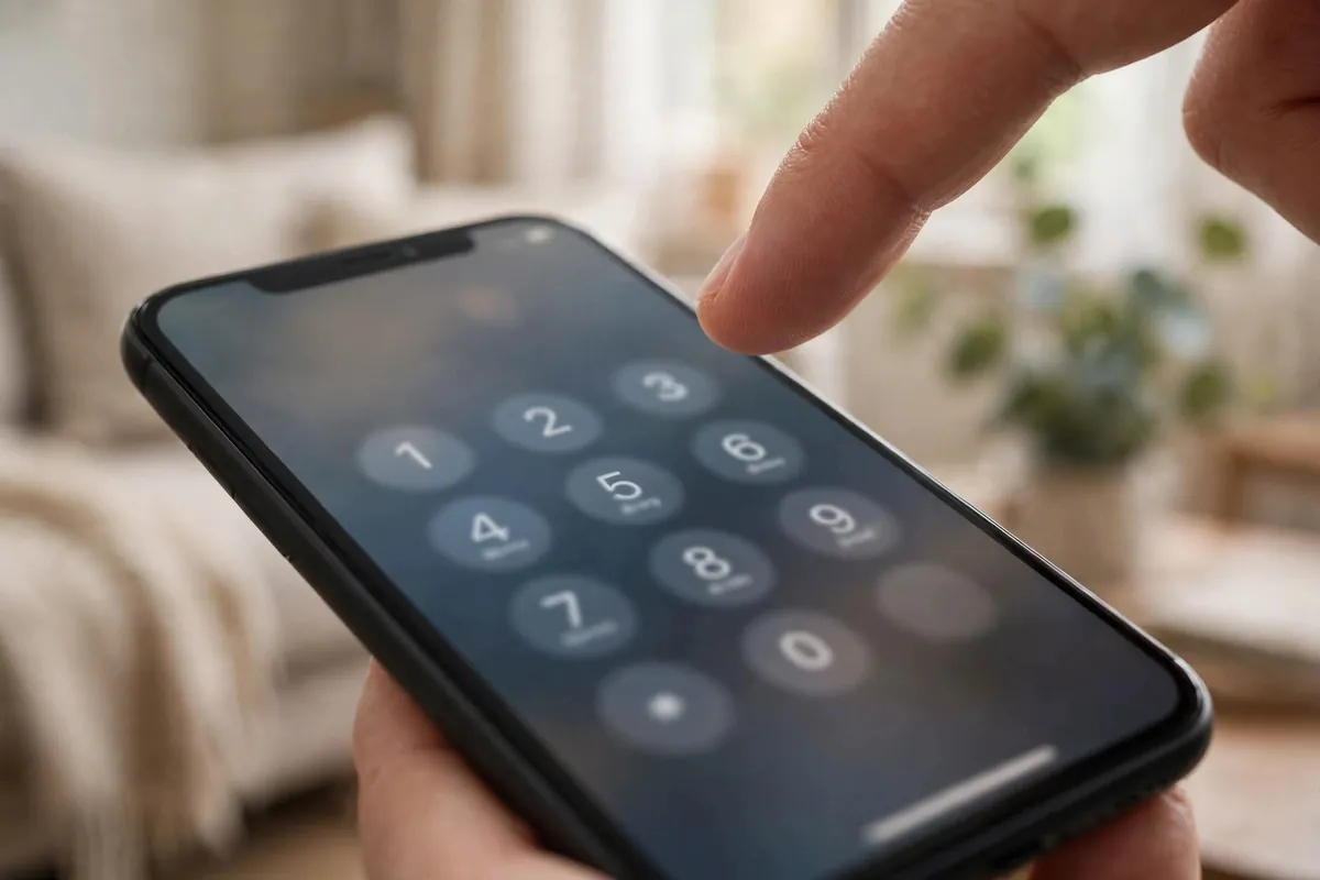 Nationwide bank statement PDF to Excel password step — smartphone lock screen with finger tapping