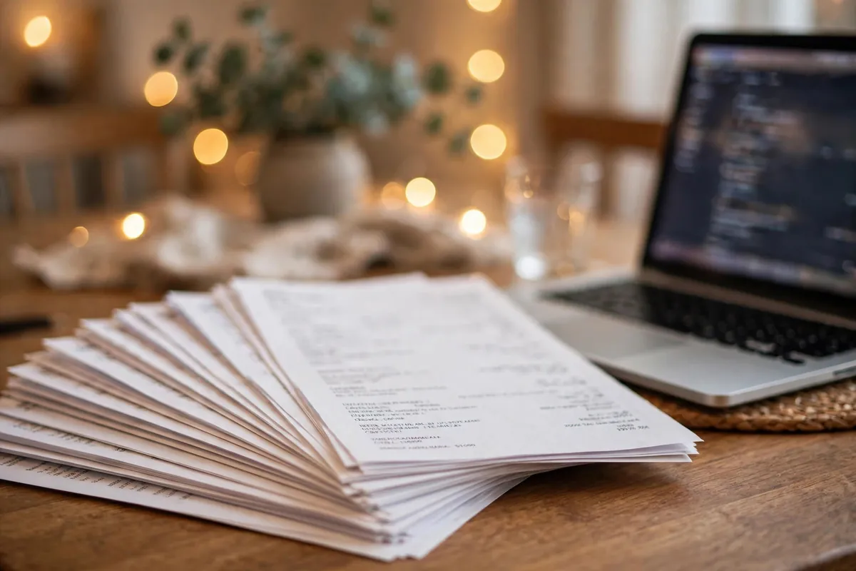 Nationwide bank statement PDF to Excel batch conversion — quarterly statements fanned beside a laptop