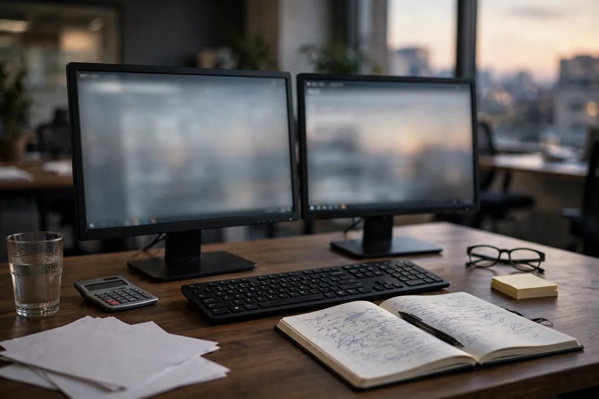 review Paytm Payments Bank transactions for Xero — accountant's desk with monitors and a notebook
