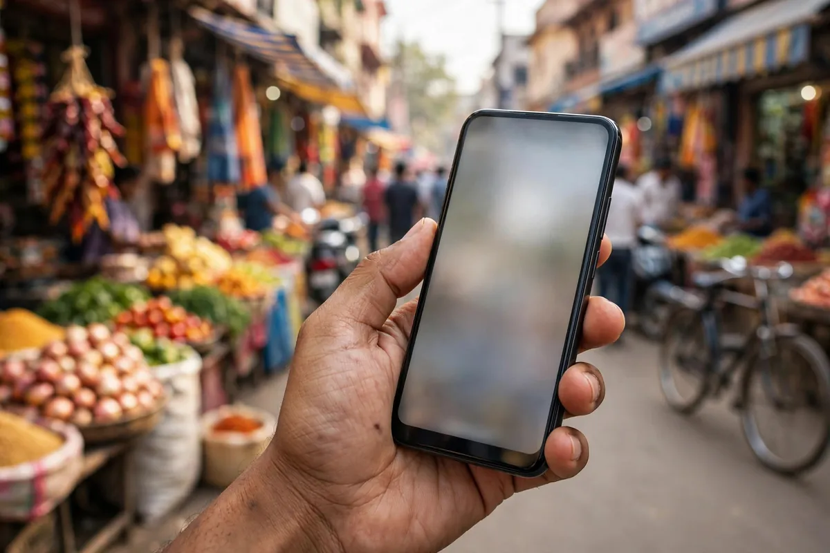 download PNB bank statement on the PNB ONE app — hand holding smartphone on a street
