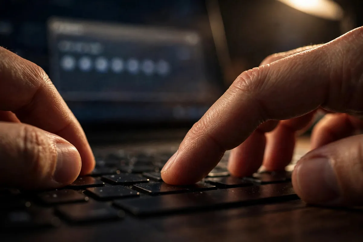 RBC bank statement PDF to Excel password protected — typing a password on a laptop keyboard