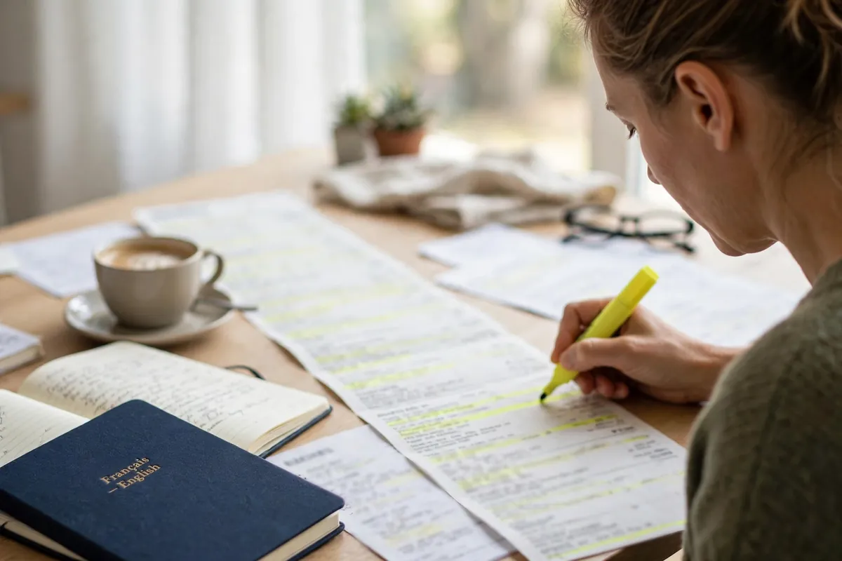 RBC bank statement PDF to Excel password protected — reviewing a printed statement with a highlighter