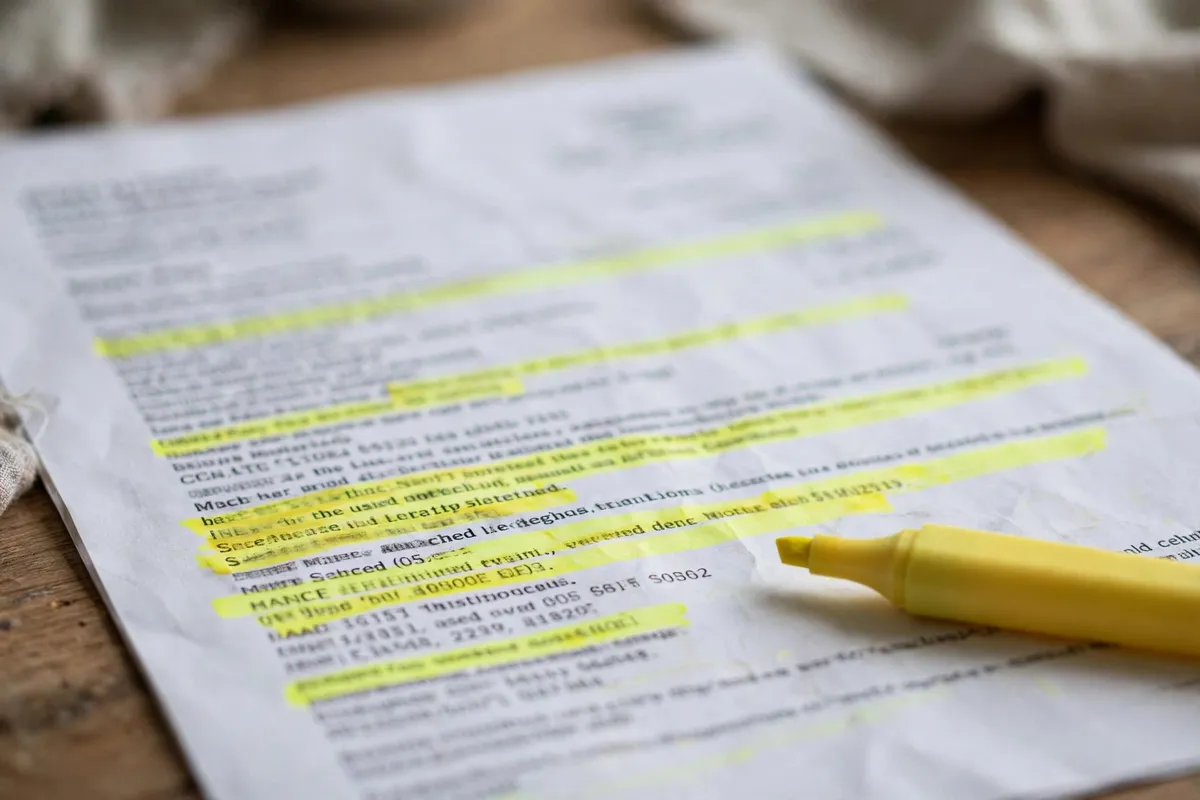 savings vs current account statement — highlighted interest credits on a printed statement