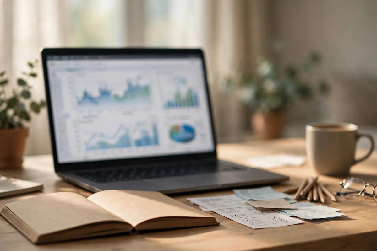 convert Westpac statement PDF to Excel for tax filing — laptop with an investing spreadsheet open